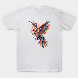 Rainbow Wings: Vibrant Hummingbird T-Shirt